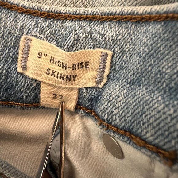 Madewell Button Fly Distressed High Rise Stretch Skinny Jeans Size 27 - Picture 4 of 9